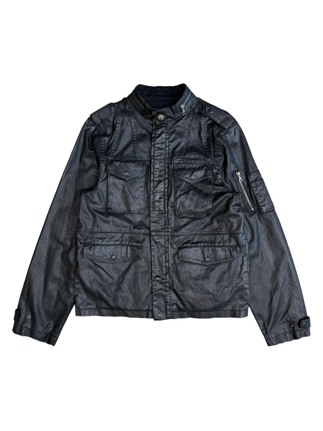 UNKNOWNWORLD | Waxed Deconstructed Multi-Pocket Zip Jacket
