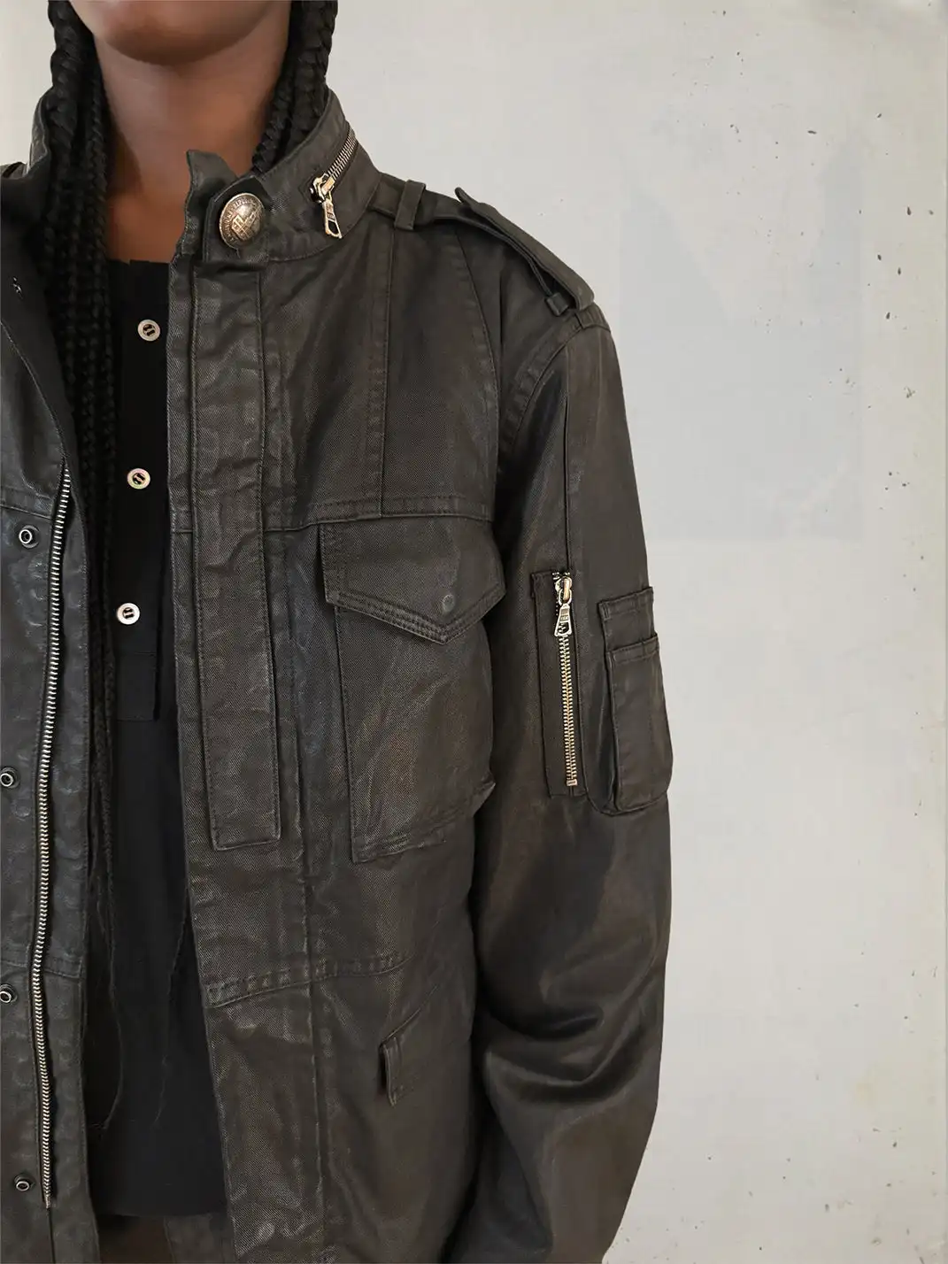 UNKNOWNWORLD | Waxed Deconstructed Multi-Pocket Zip Jacket