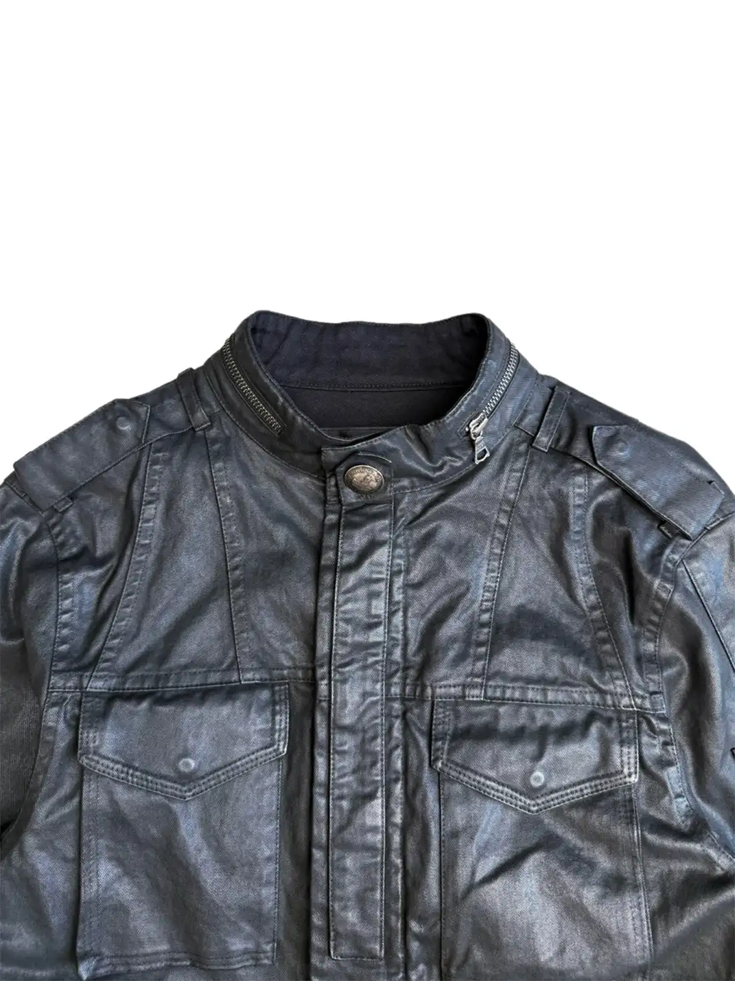 UNKNOWNWORLD | Waxed Deconstructed Multi-Pocket Zip Jacket