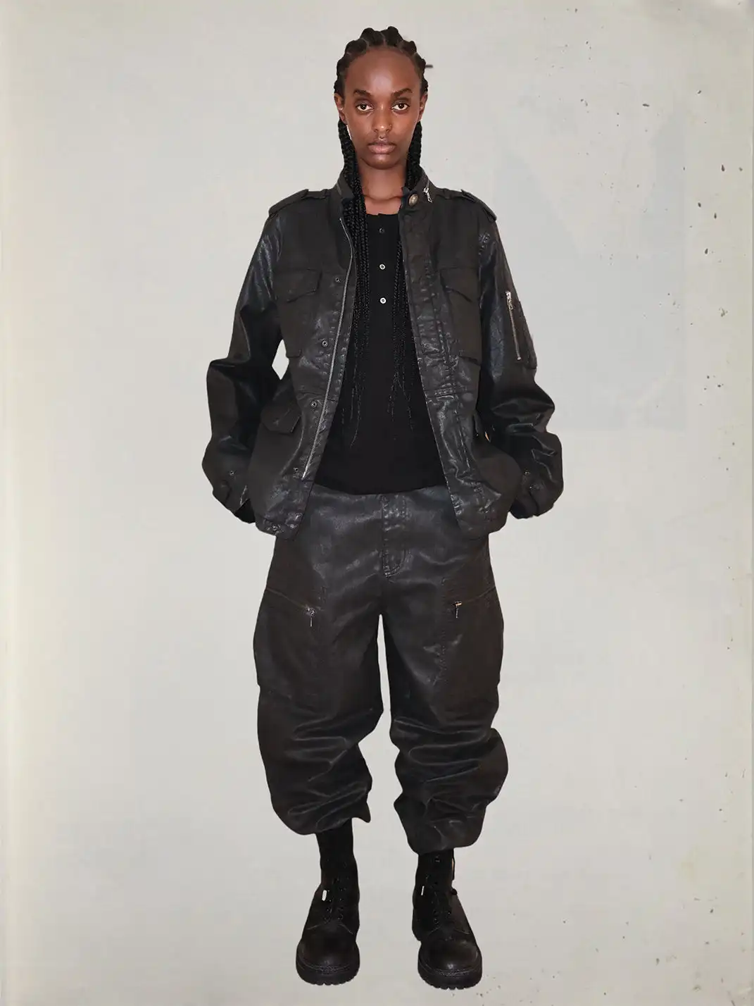 UNKNOWNWORLD | Waxed Deconstructed Multi-Pocket Zip Jacket
