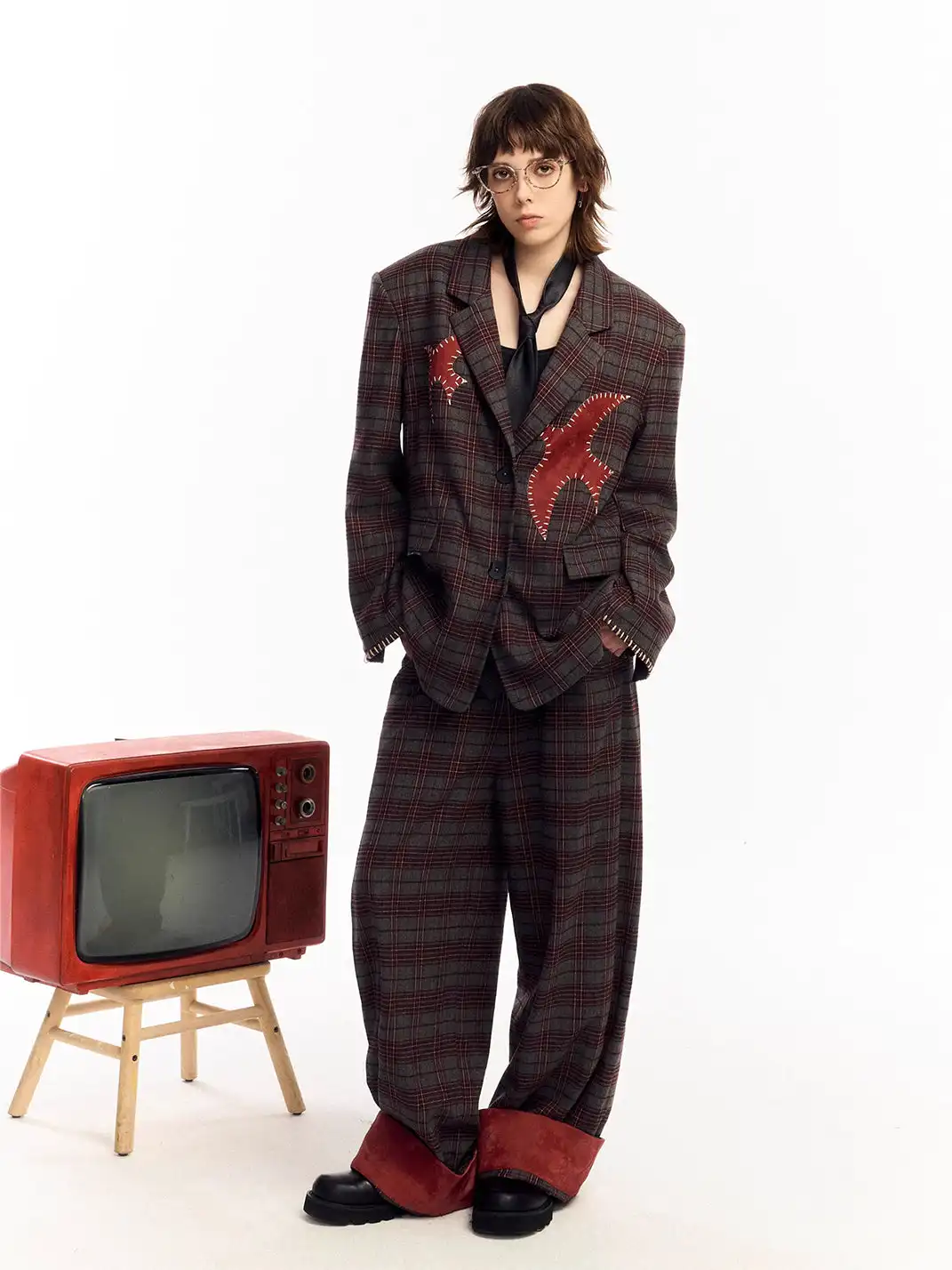 OIPWORD | âBound Birdâ Patchwork Flying Bird Embroidered Suit Set