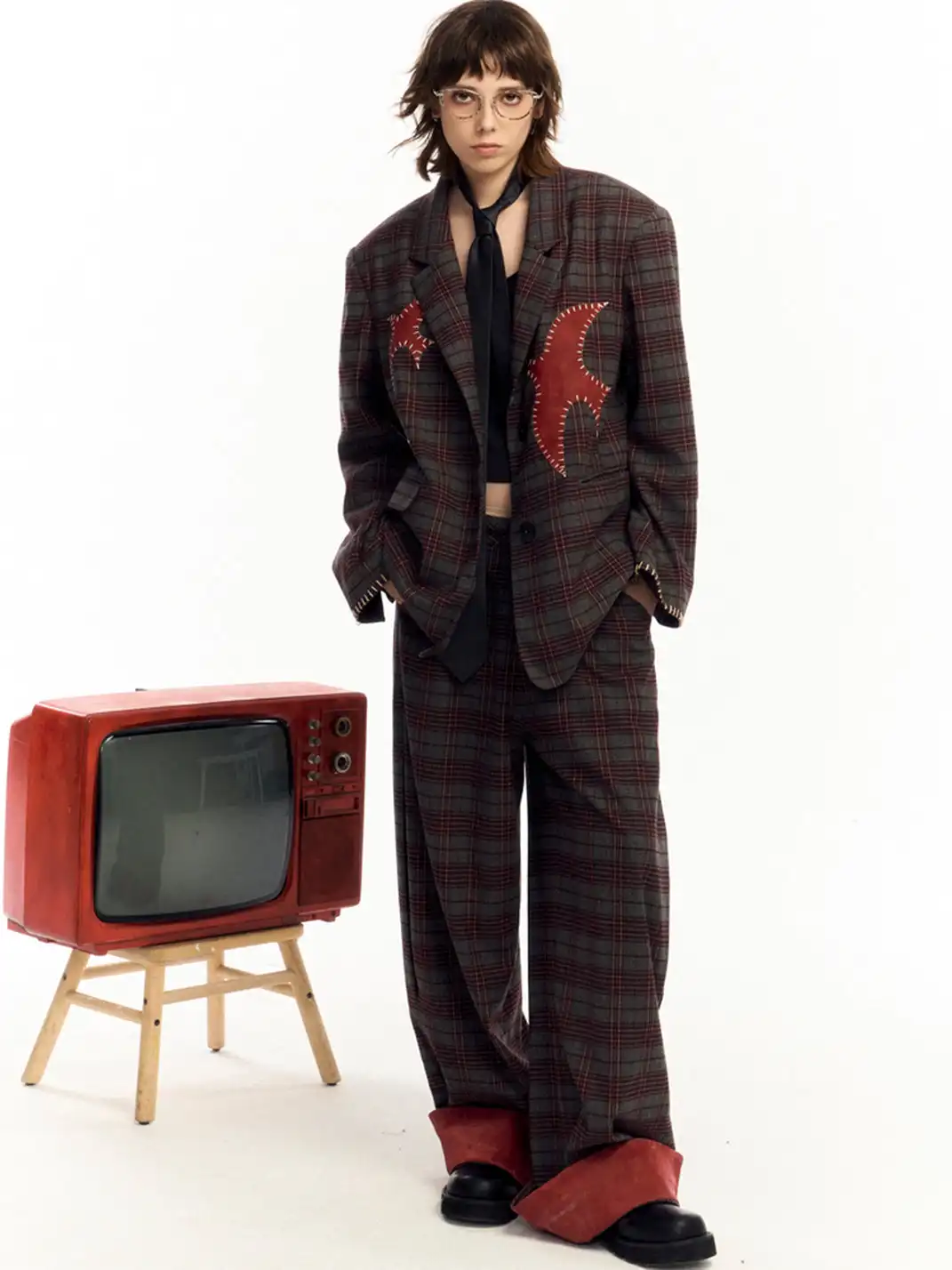 OIPWORD | âBound Birdâ Patchwork Flying Bird Embroidered Suit Set