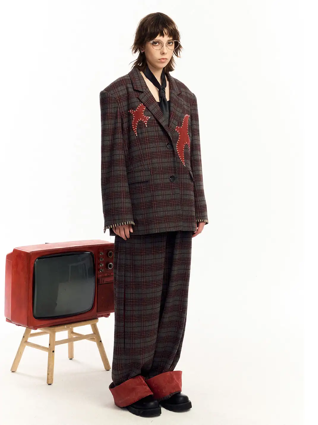 OIPWORD | âBound Birdâ Patchwork Flying Bird Embroidered Suit Set