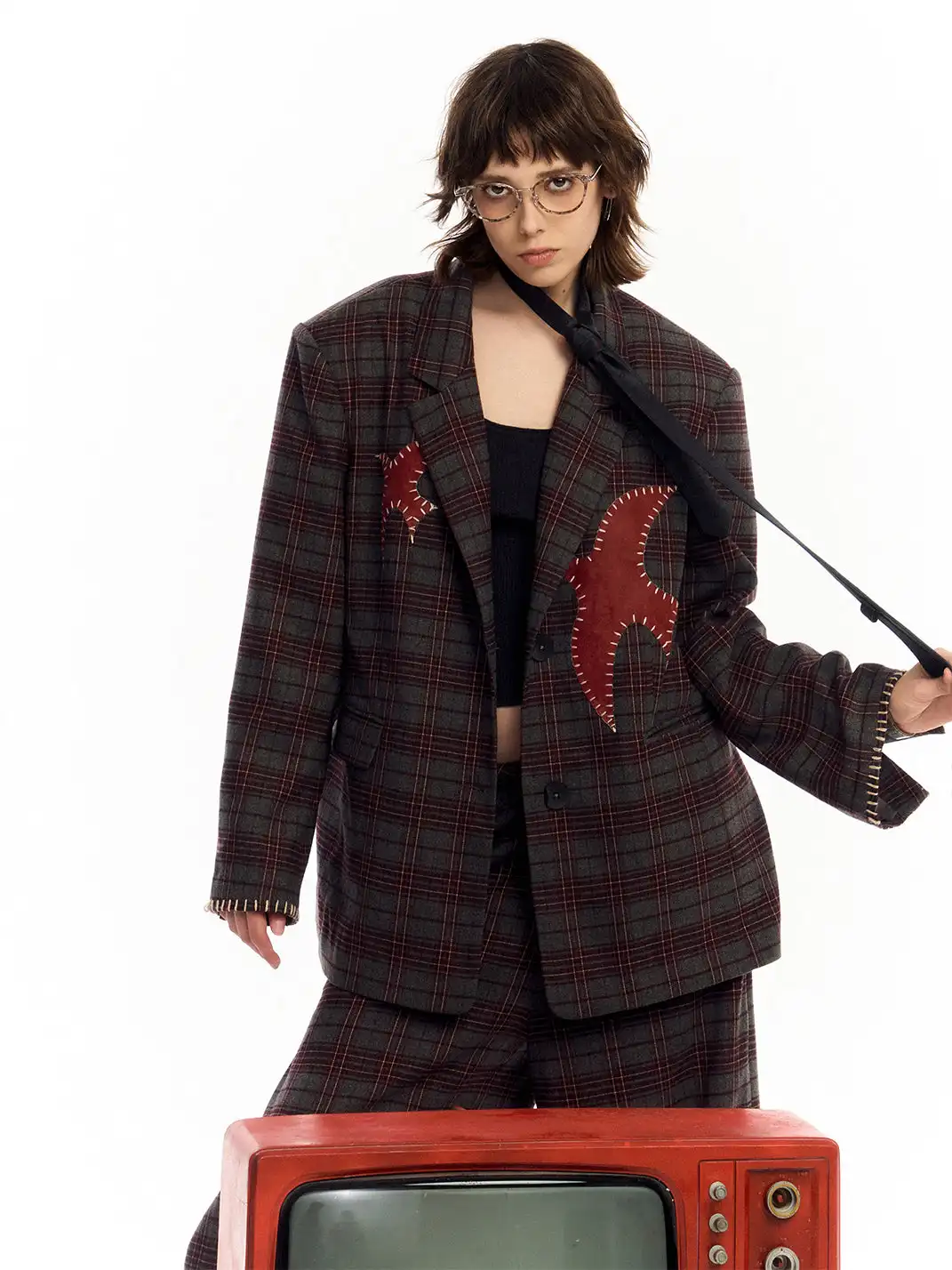 OIPWORD | âBound Birdâ Patchwork Flying Bird Embroidered Suit Set