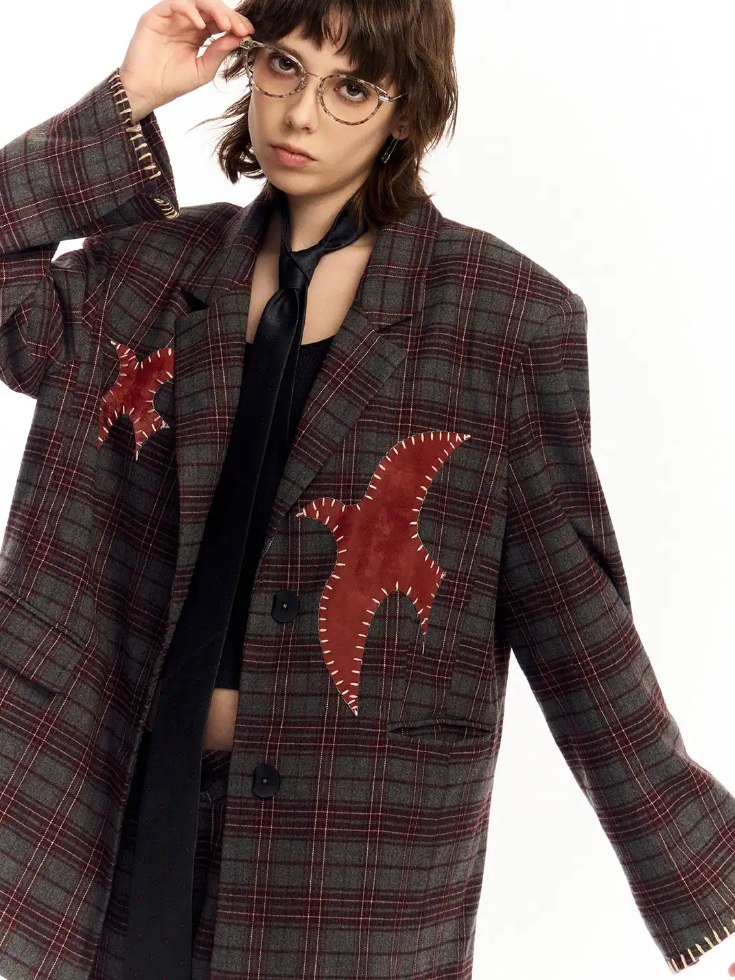 OIPWORD | âBound Birdâ Patchwork Flying Bird Embroidered Suit Set