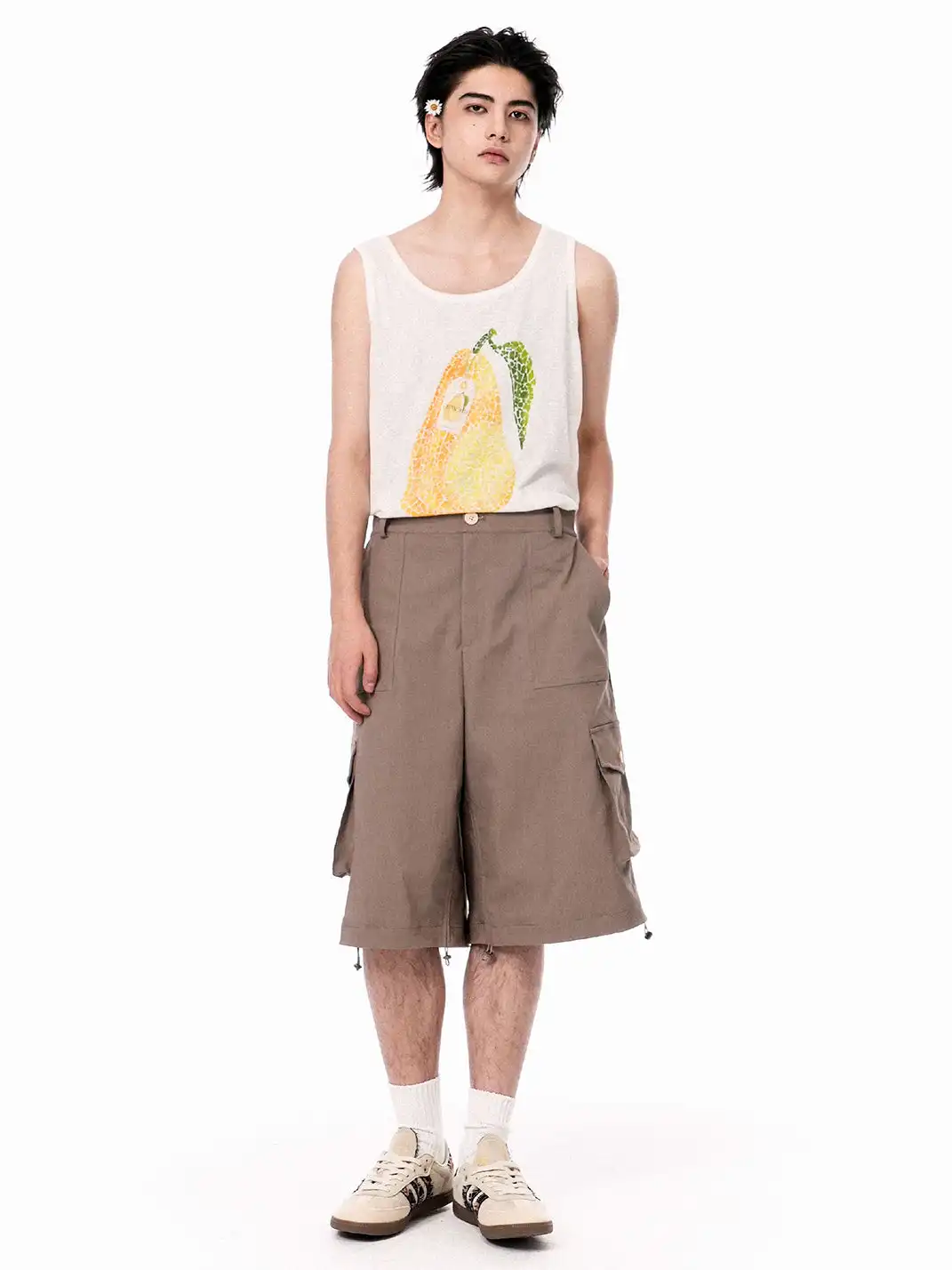 OIPWORD | Detachable Plaid Multi-Pocket Wide-Leg Cargo