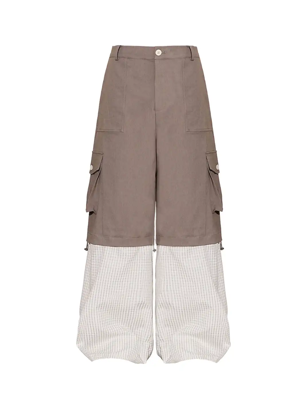 OIPWORD | Detachable Plaid Multi-Pocket Wide-Leg Cargo