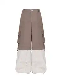 OIPWORD | Detachable Plaid Multi-Pocket Wide-Leg Cargo