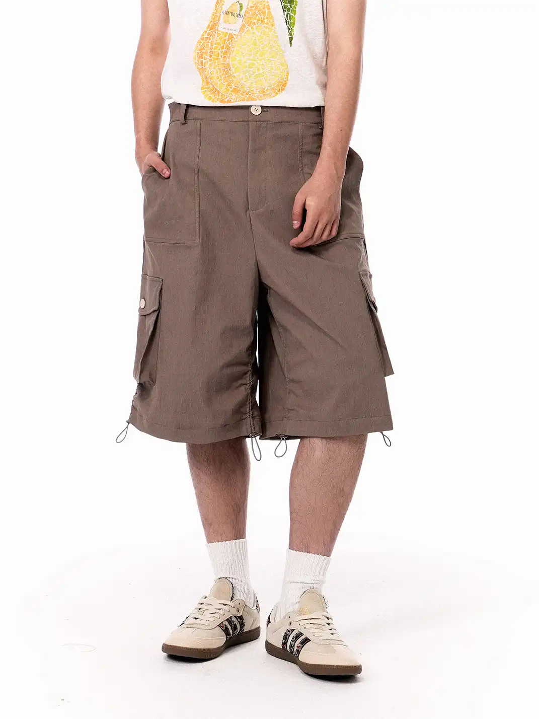OIPWORD | Detachable Plaid Multi-Pocket Wide-Leg Cargo