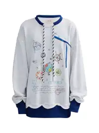 OIPWORD | Voyager Graphic Scallop-Hem Sweatshirt