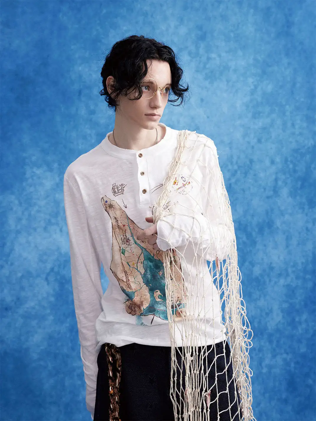 OIPWORD | Treasure Map Henley Long-Sleeve Tee