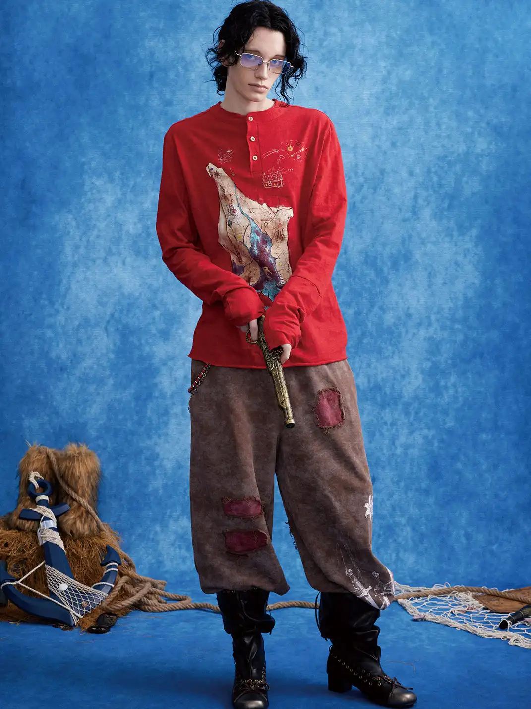 OIPWORD | Treasure Map Henley Long-Sleeve Tee