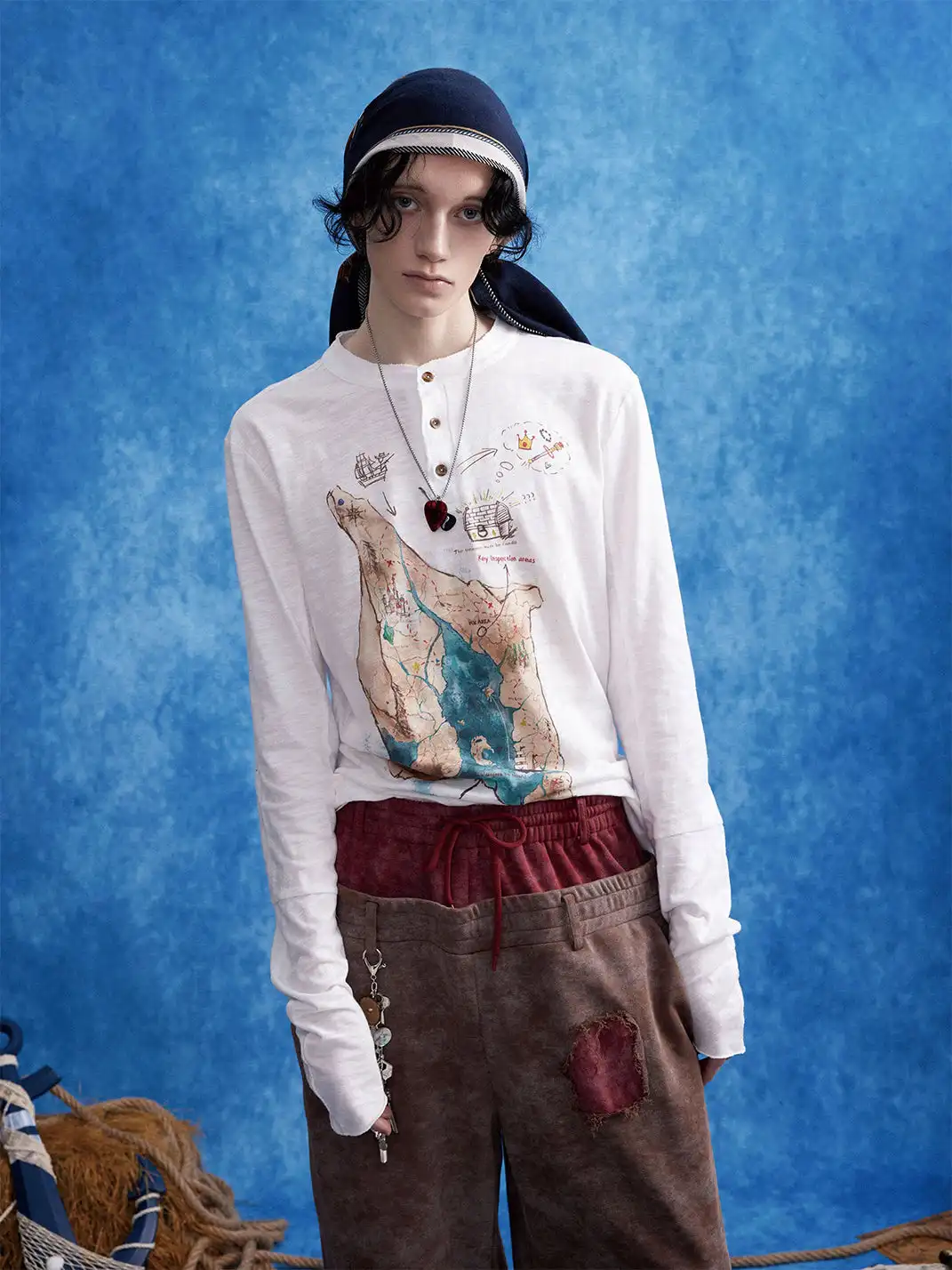 OIPWORD | Treasure Map Henley Long-Sleeve Tee