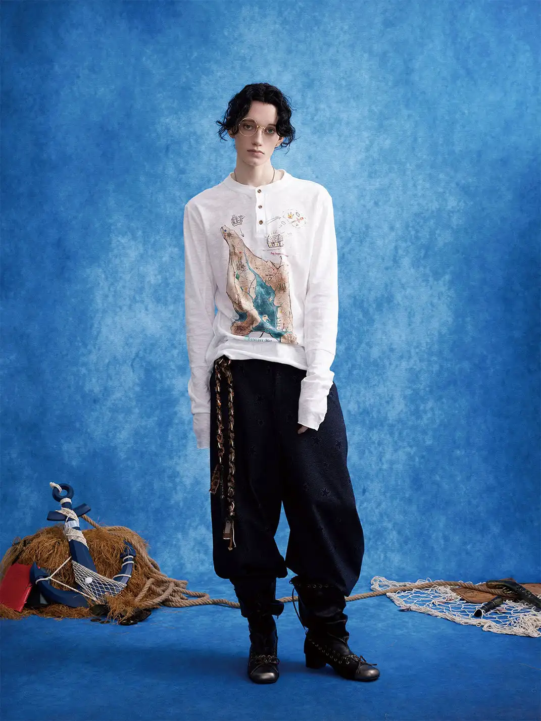 OIPWORD | Treasure Map Henley Long-Sleeve Tee