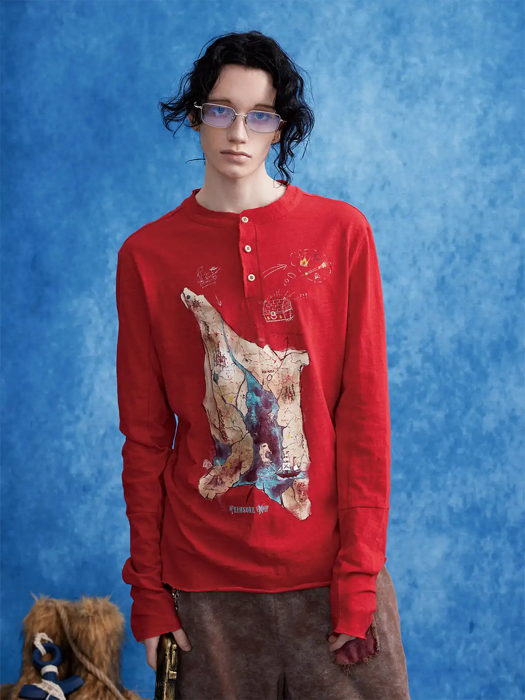 OIPWORD | Treasure Map Henley Long-Sleeve Tee
