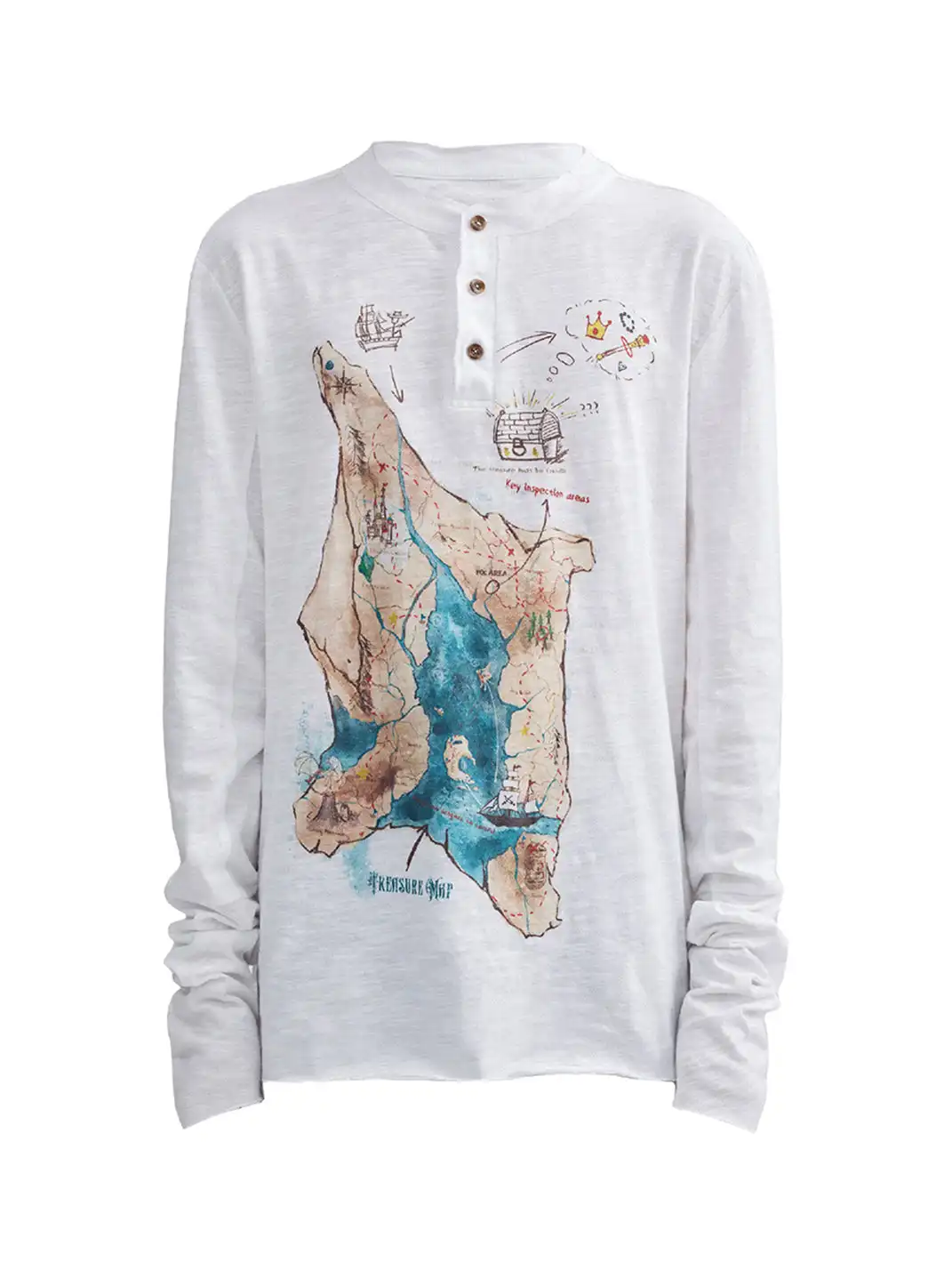 OIPWORD | Treasure Map Henley Long-Sleeve Tee