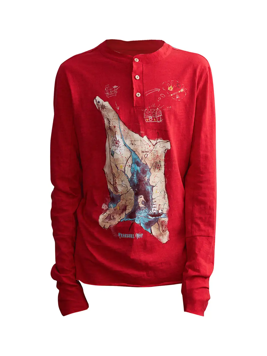 OIPWORD | Treasure Map Henley Long-Sleeve Tee