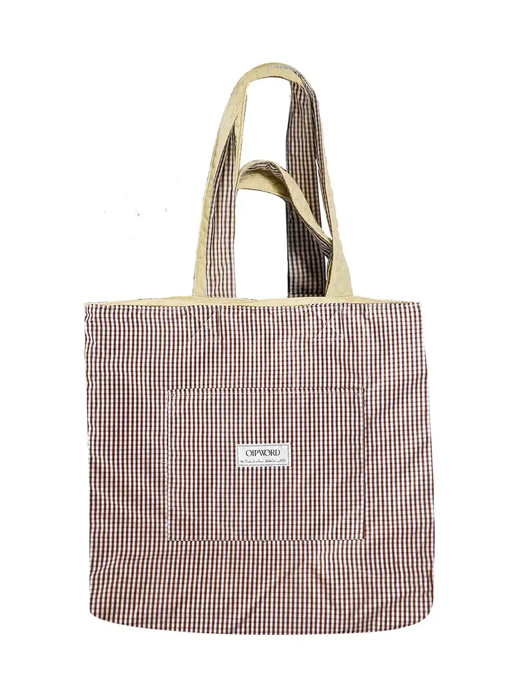 OIPWORD | Reversible Quilted & Check Tote Bag