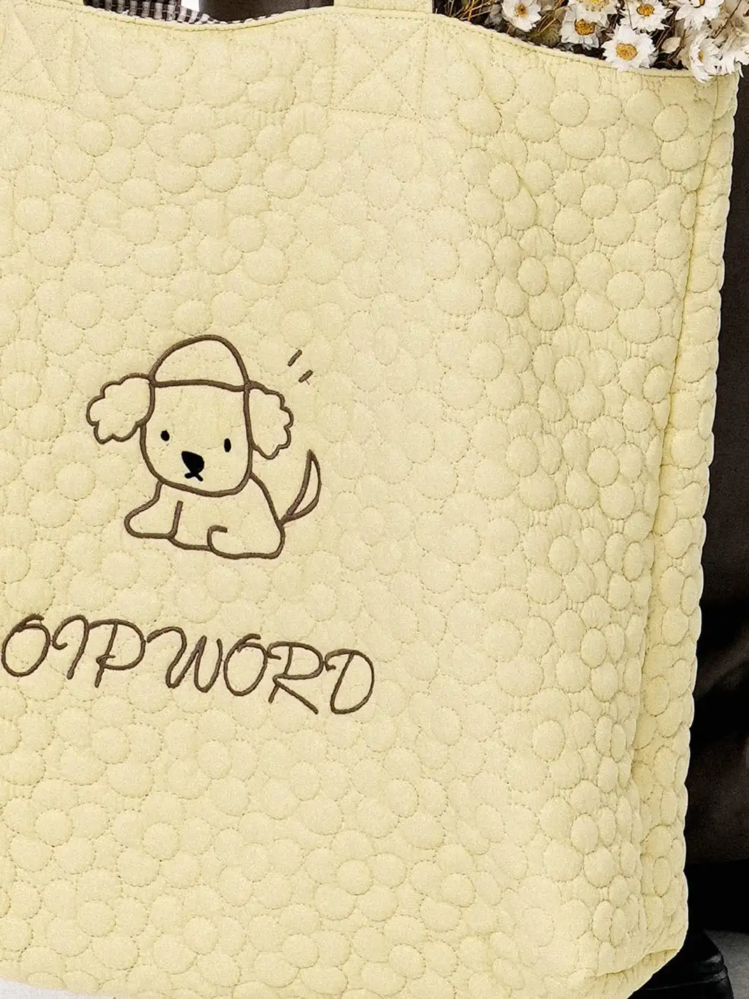 OIPWORD | Reversible Quilted & Check Tote Bag