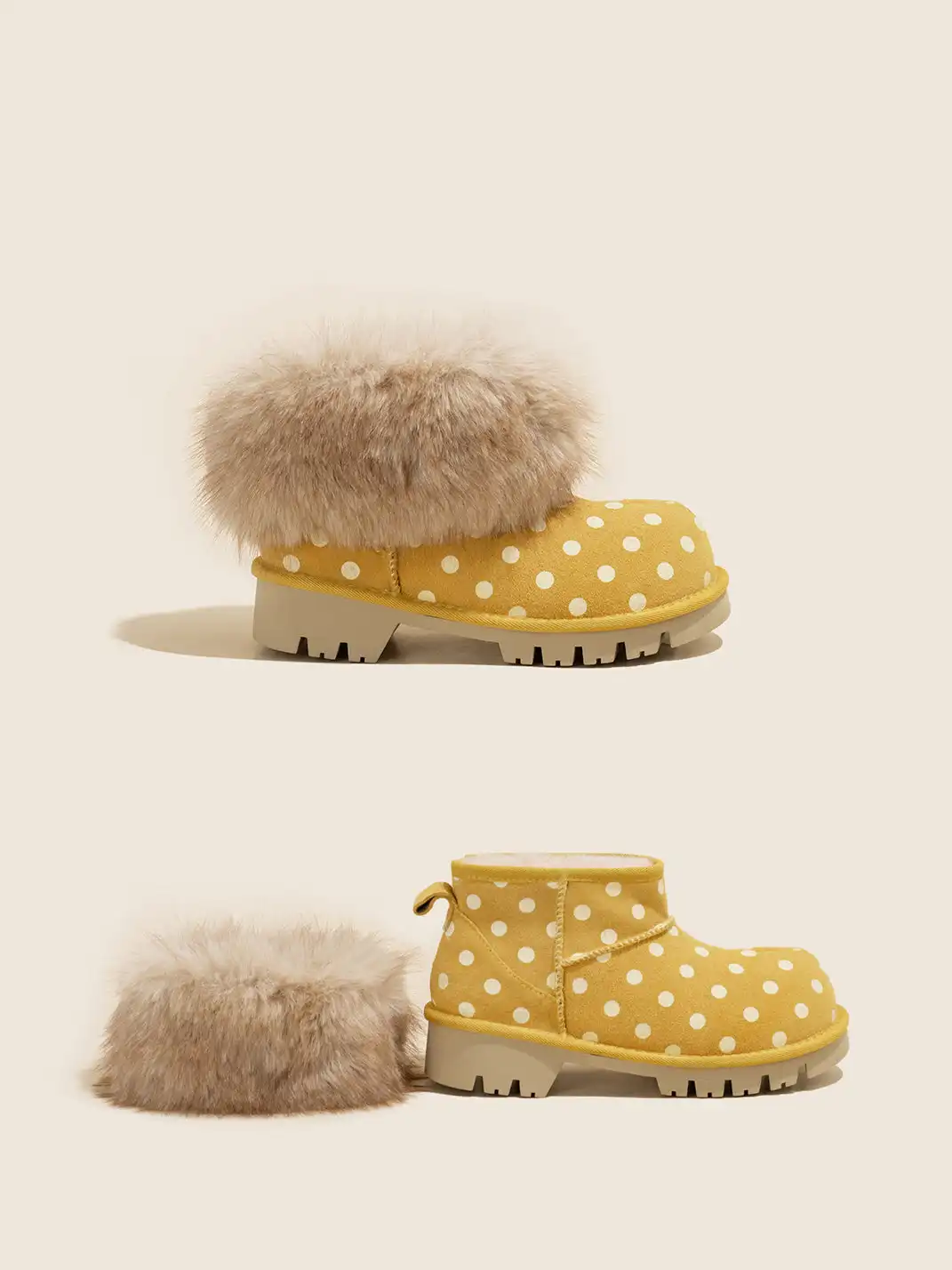 OLDMEOW | Round-Toe Faux Mink Fur Cotton Snow Boots
