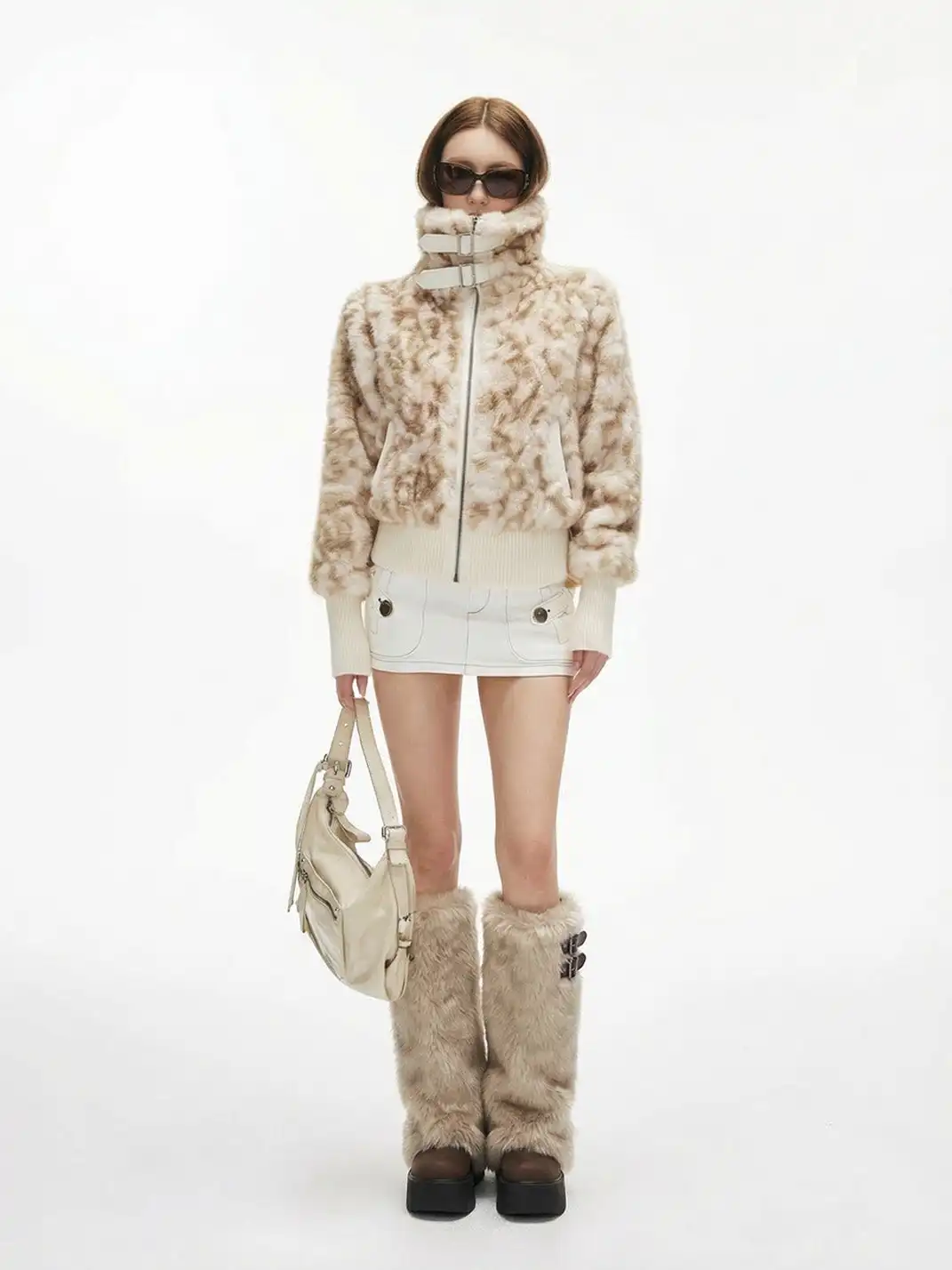 OLDMEOW | Double Buckle Faux Fur Platform Boots