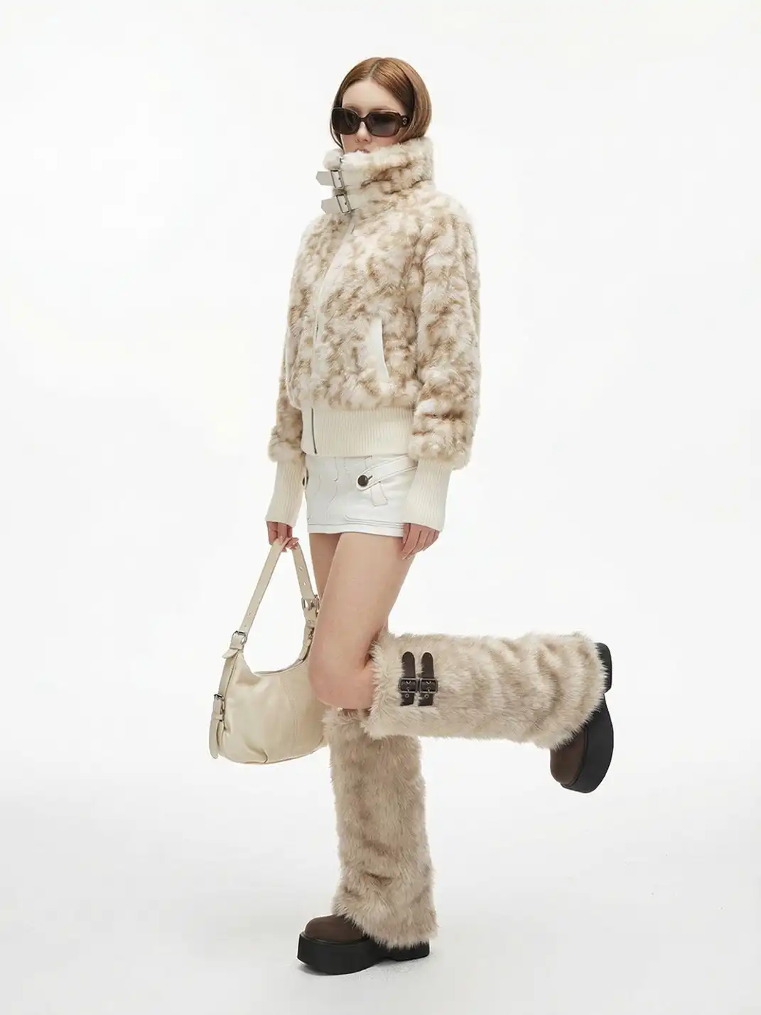 OLDMEOW | Double Buckle Faux Fur Platform Boots