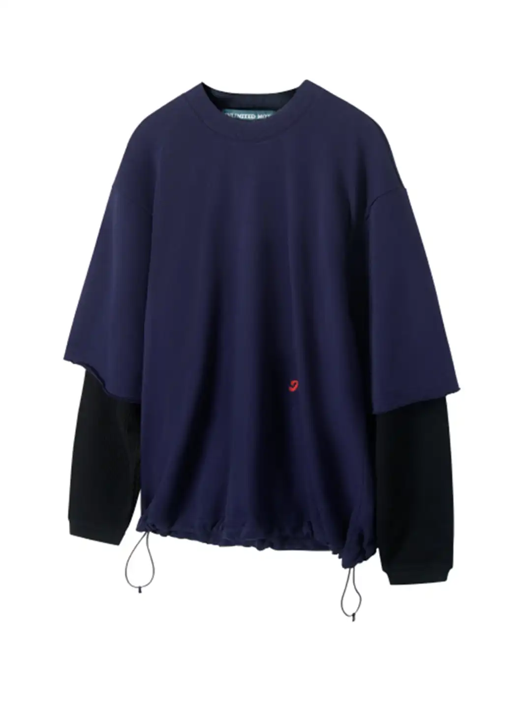 UNLIMITED MOTE | Waffle Sleeve Layered Drawstring Hem Sweatshirt