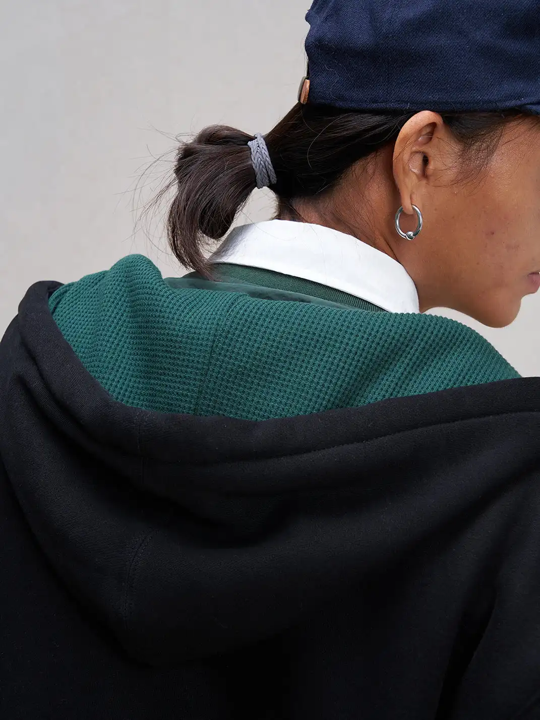 UNLIMITED MOTE | Embroidered Waffle Lining Drawstring Hood Jacket