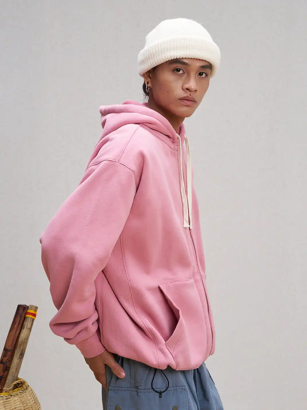 UNLIMITED MOTE | Embroidered Waffle Lining Drawstring Hood Jacket
