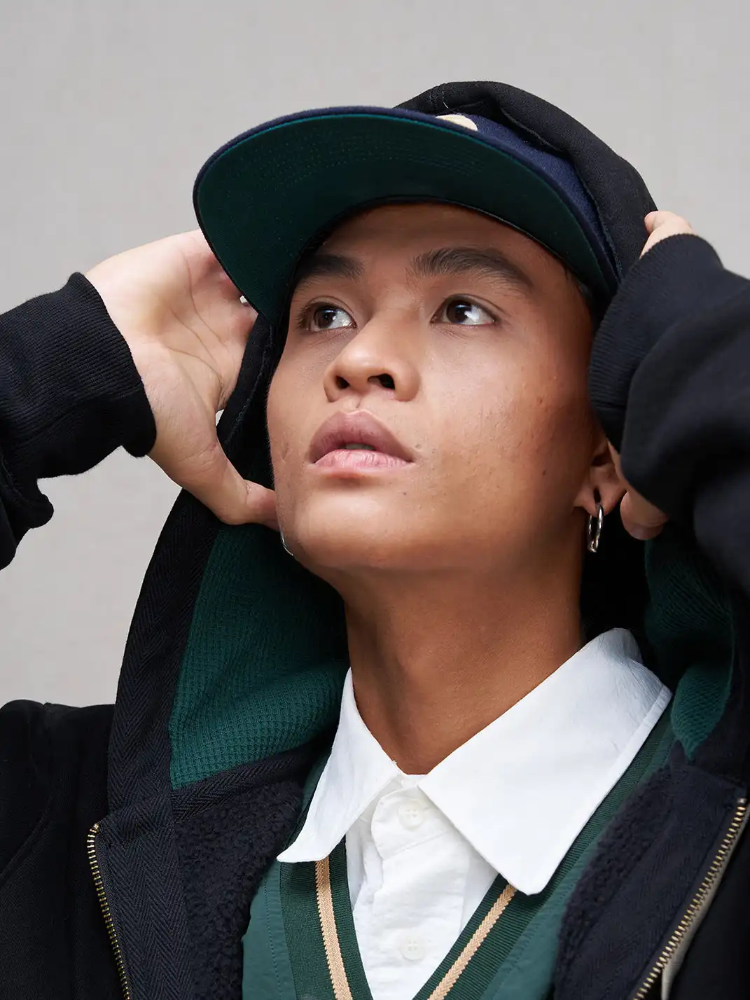 UNLIMITED MOTE | Embroidered Waffle Lining Drawstring Hood Jacket