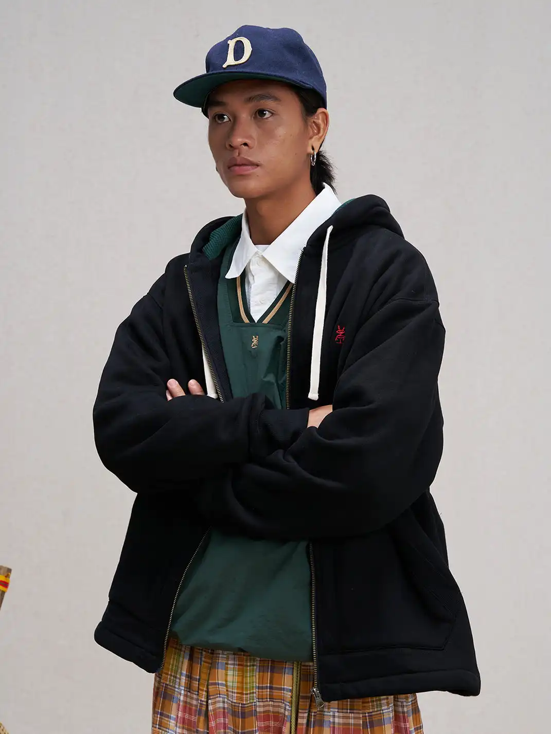 UNLIMITED MOTE | Embroidered Waffle Lining Drawstring Hood Jacket