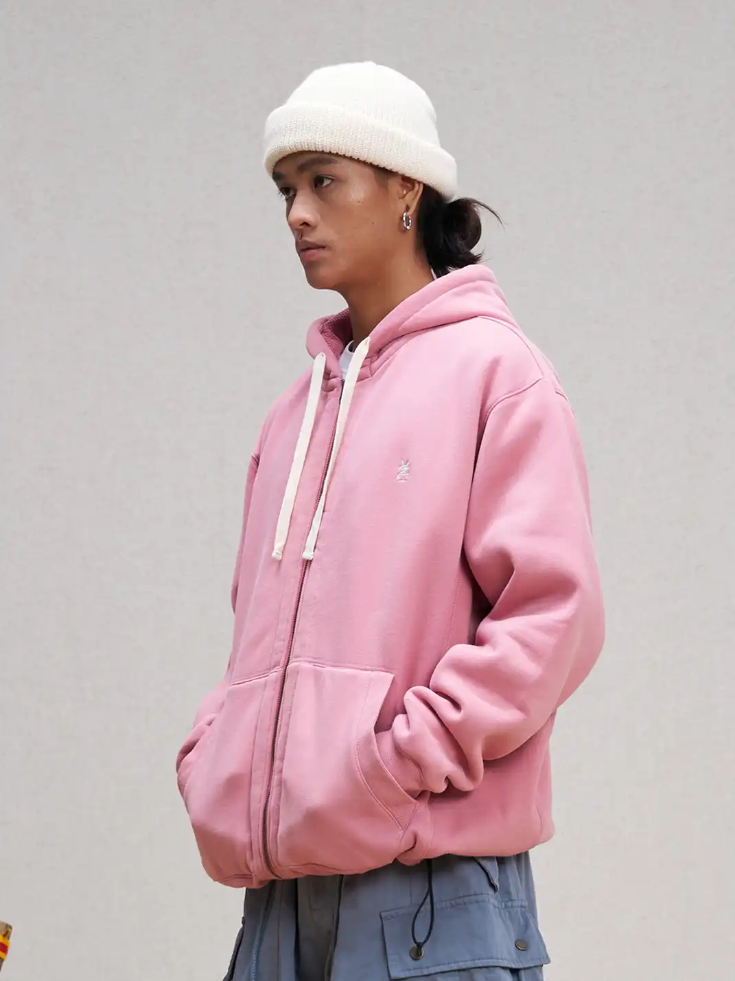 UNLIMITED MOTE | Embroidered Waffle Lining Drawstring Hood Jacket