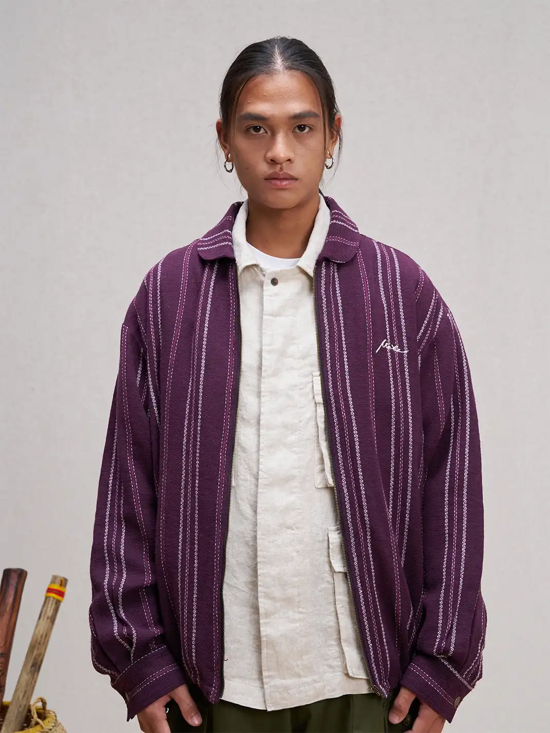 UNLIMITED MOTE | Striped Drawstring Jacket