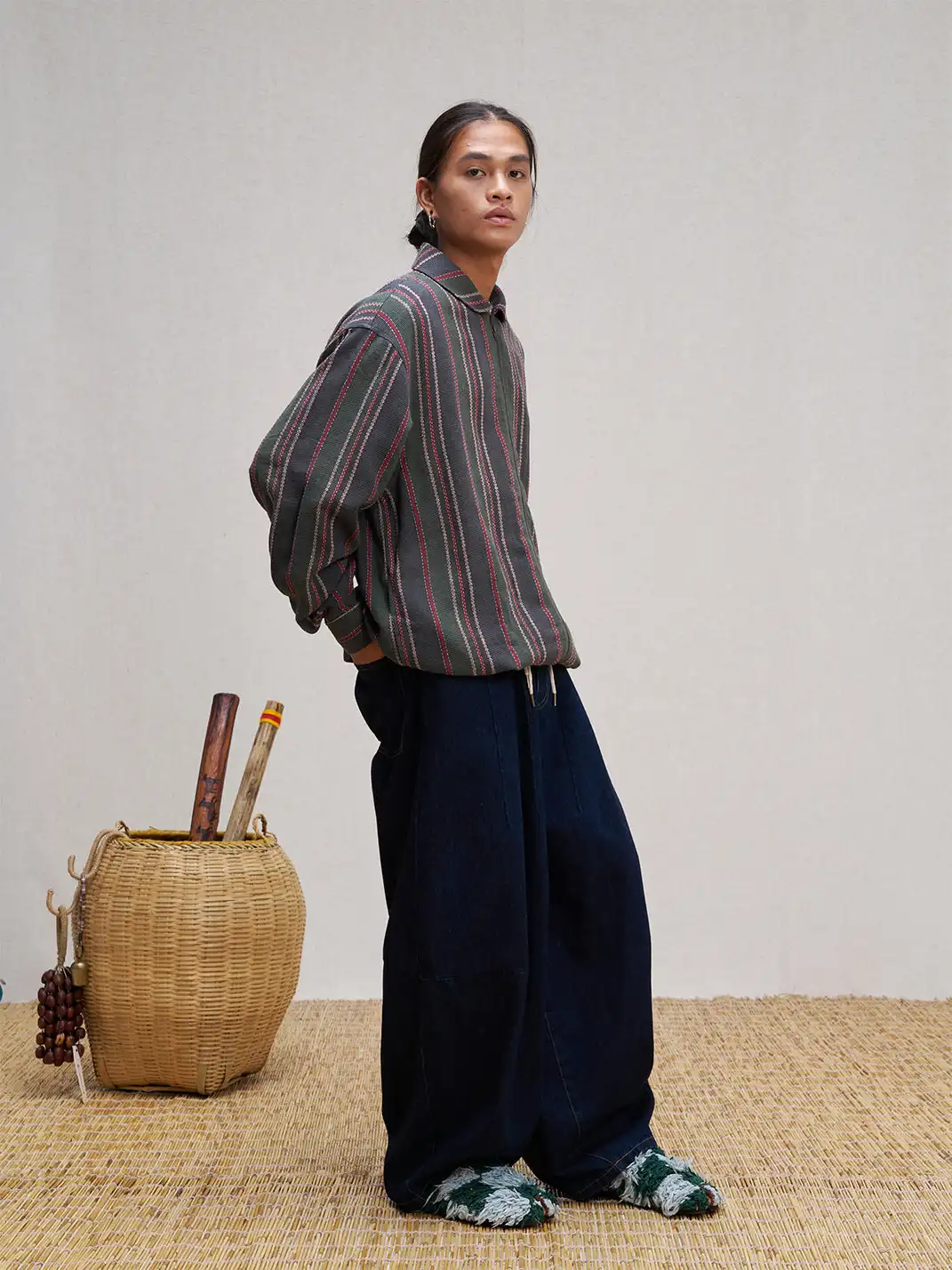 UNLIMITED MOTE | Striped Drawstring Jacket