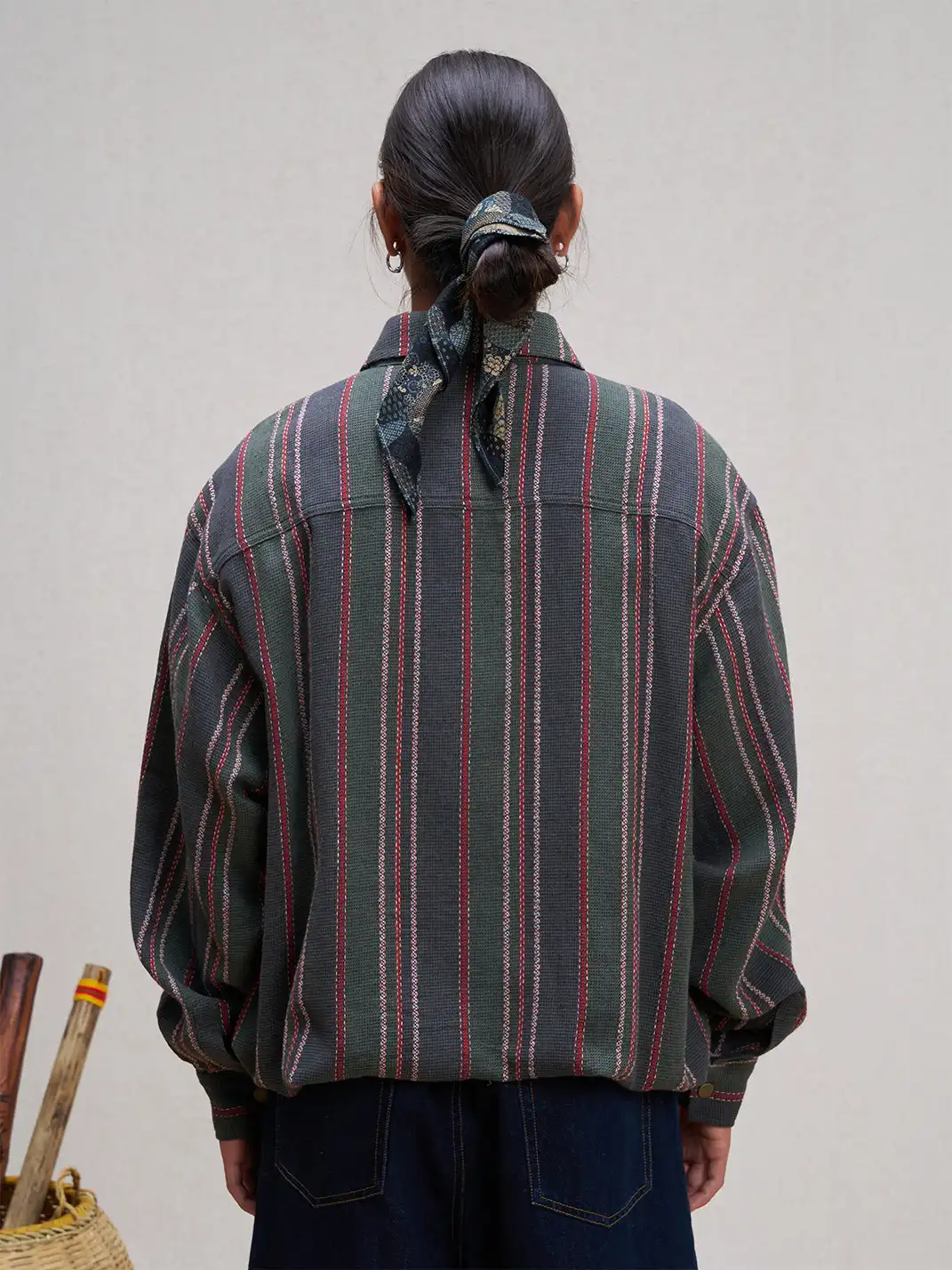UNLIMITED MOTE | Striped Drawstring Jacket