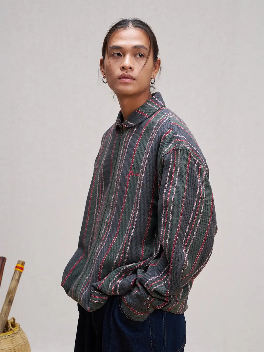 UNLIMITED MOTE | Striped Drawstring Jacket