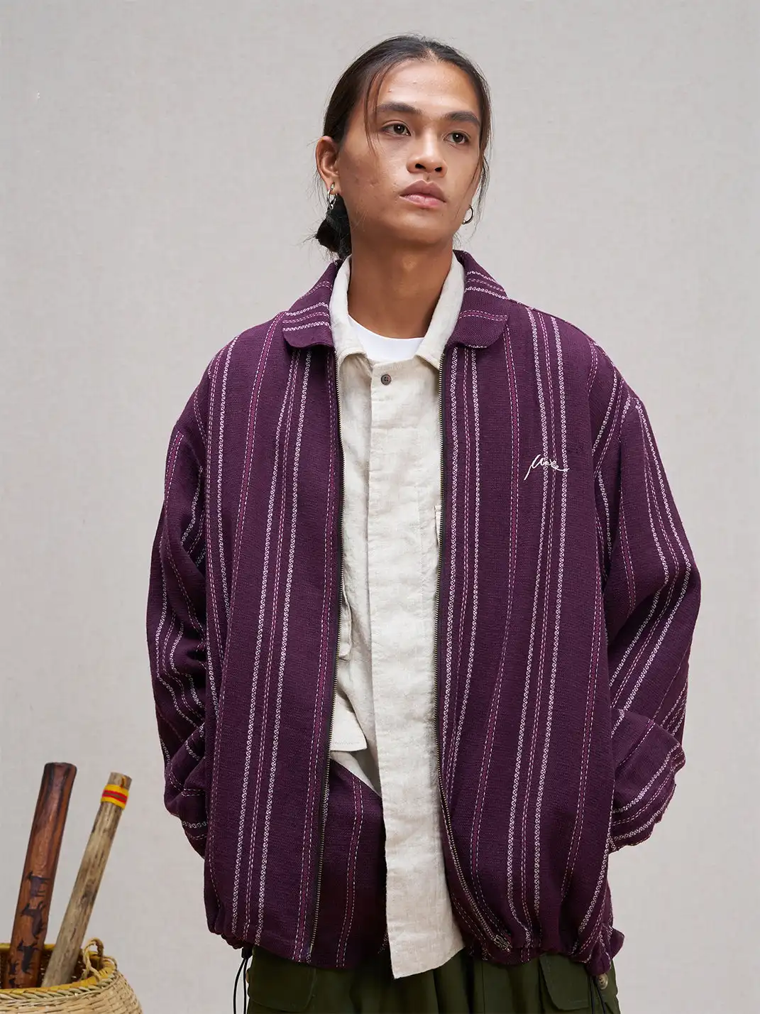 UNLIMITED MOTE | Striped Drawstring Jacket