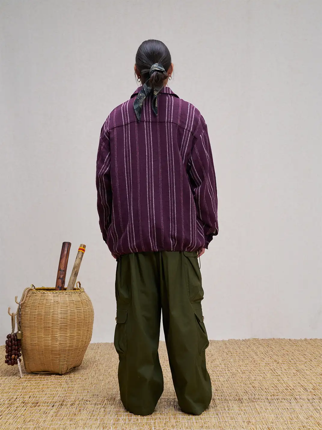 UNLIMITED MOTE | Striped Drawstring Jacket