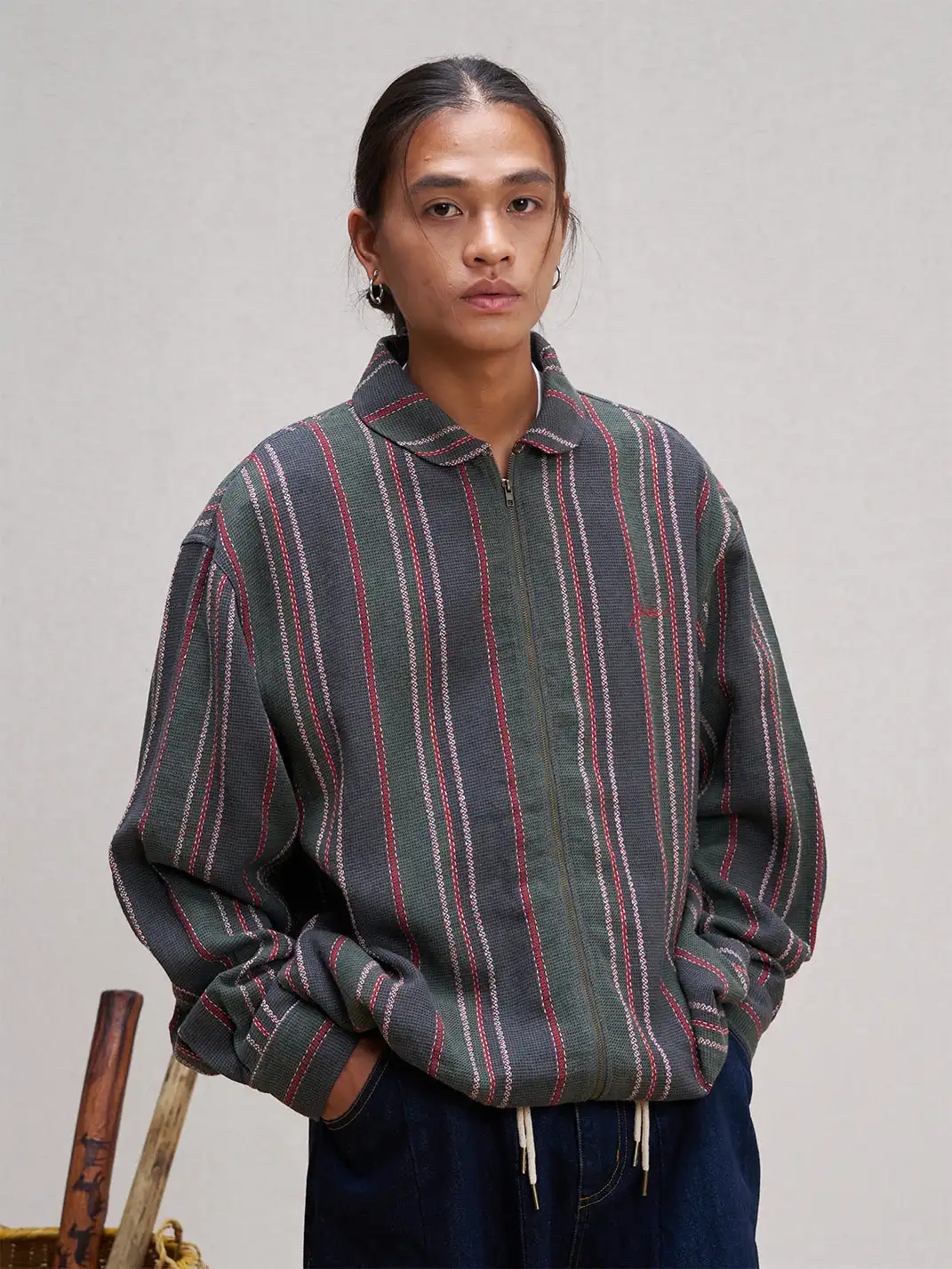 UNLIMITED MOTE | Striped Drawstring Jacket