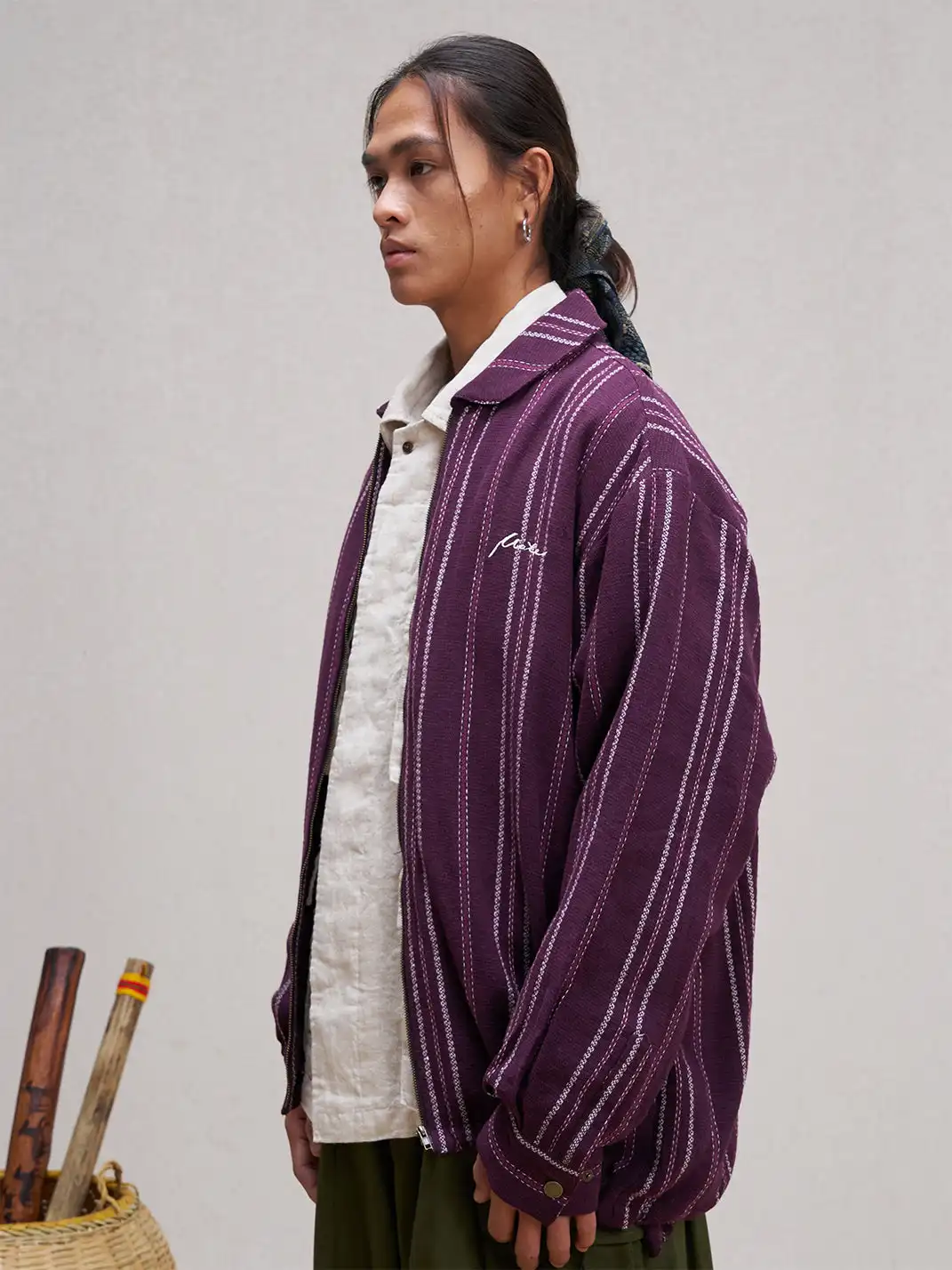 UNLIMITED MOTE | Striped Drawstring Jacket