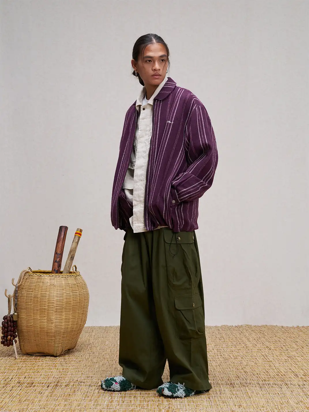 UNLIMITED MOTE | Striped Drawstring Jacket