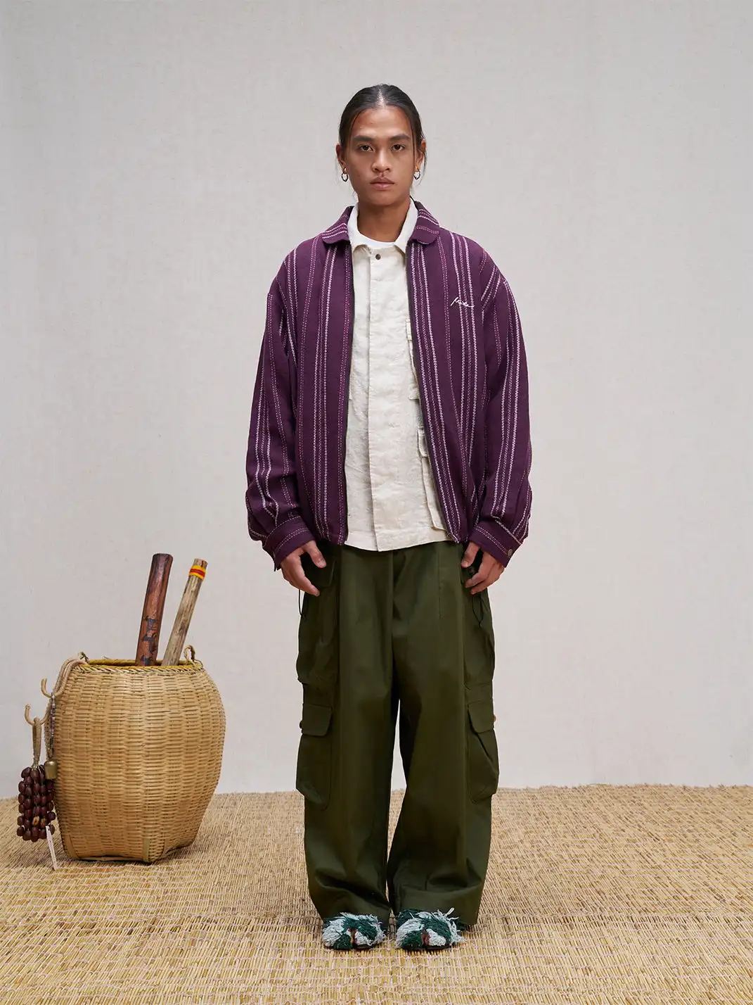 UNLIMITED MOTE | Striped Drawstring Jacket