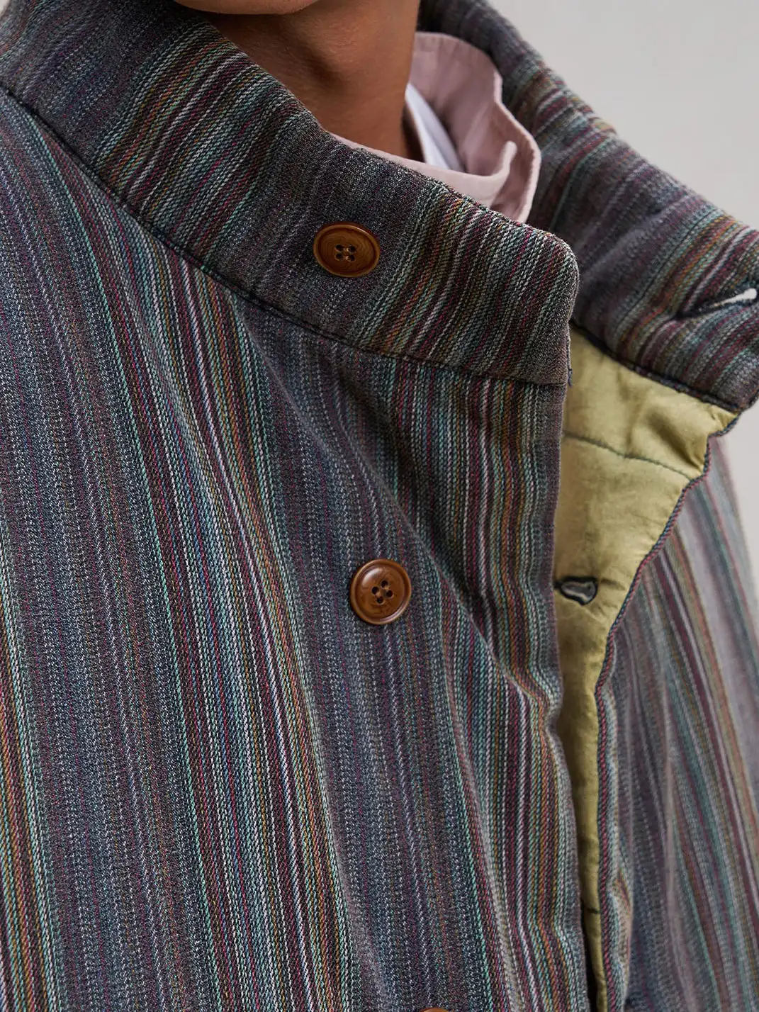 UNLIMITED MOTE | Stripe Stand-Collar Padded Vest