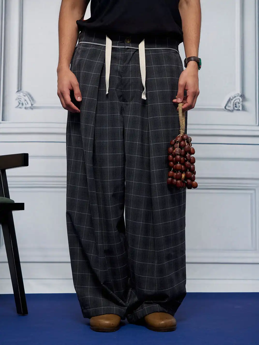UNLIMITED MOTE | Pleated Drawstring Wide-Leg Pants