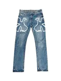 VINKID | Dove Embroidered Distressed Stacked Jeans