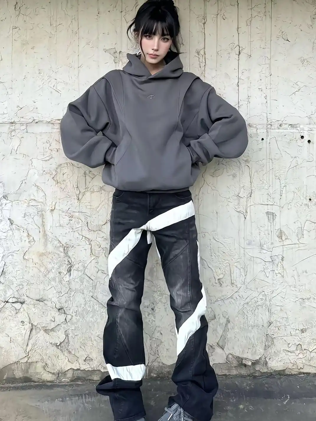 VINKID | Infinite Cross Panel Embroidered Jeans