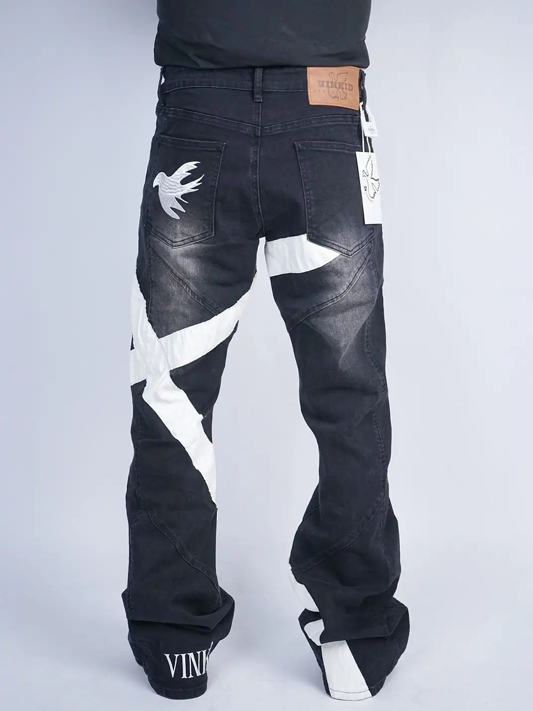 VINKID | Infinite Cross Panel Embroidered Jeans