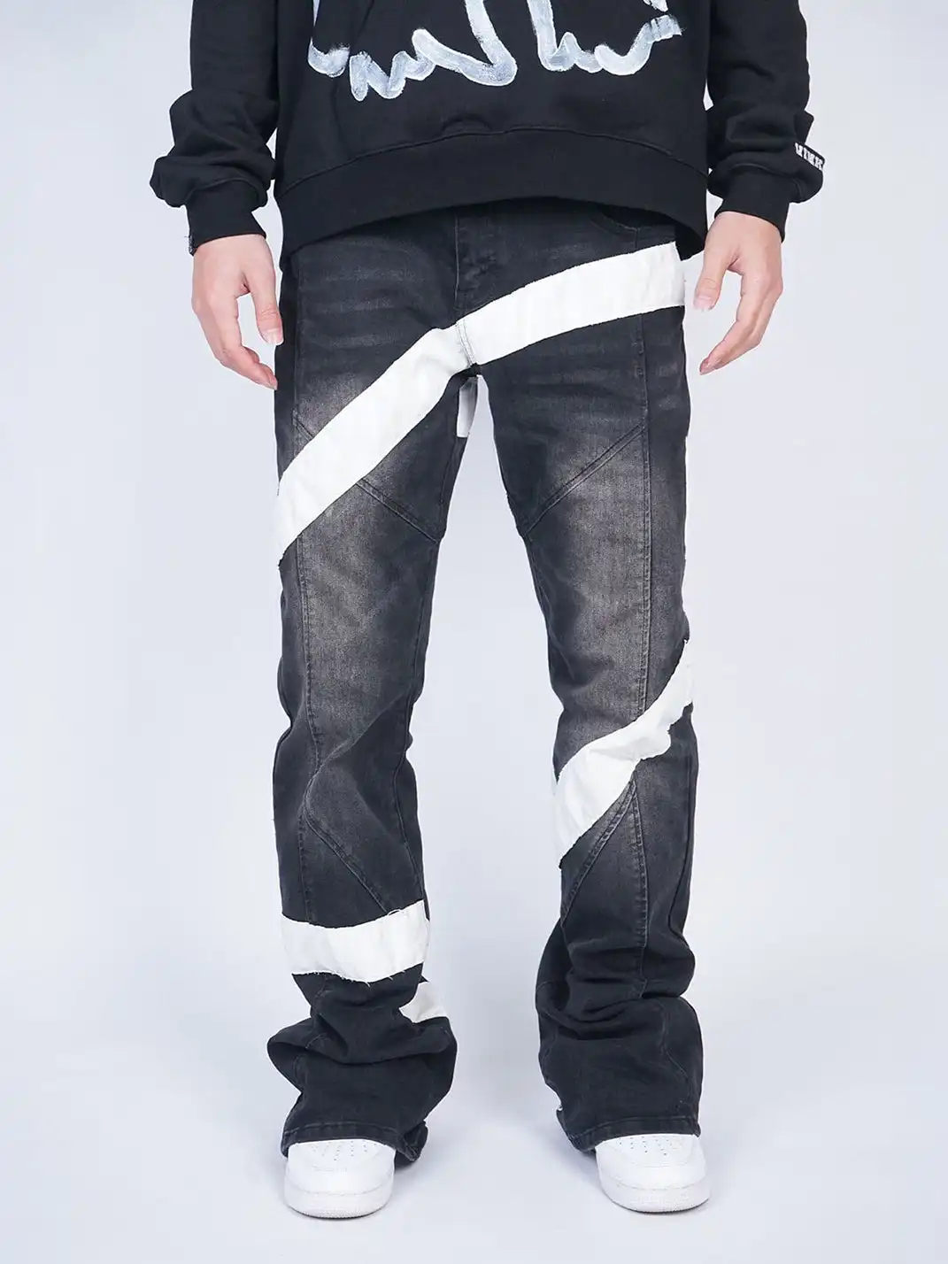 VINKID | Infinite Cross Panel Embroidered Jeans