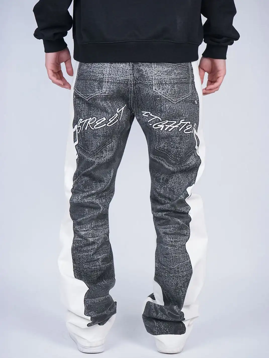 VINKID | Faux-Layered Dove Graphic Contrast Panel Jeans