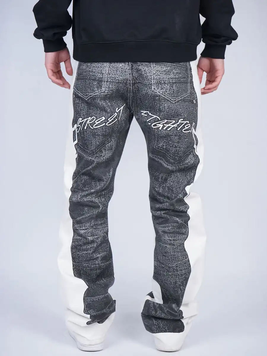 VINKID | Faux-Layered Dove Graphic Contrast Panel Jeans - 3